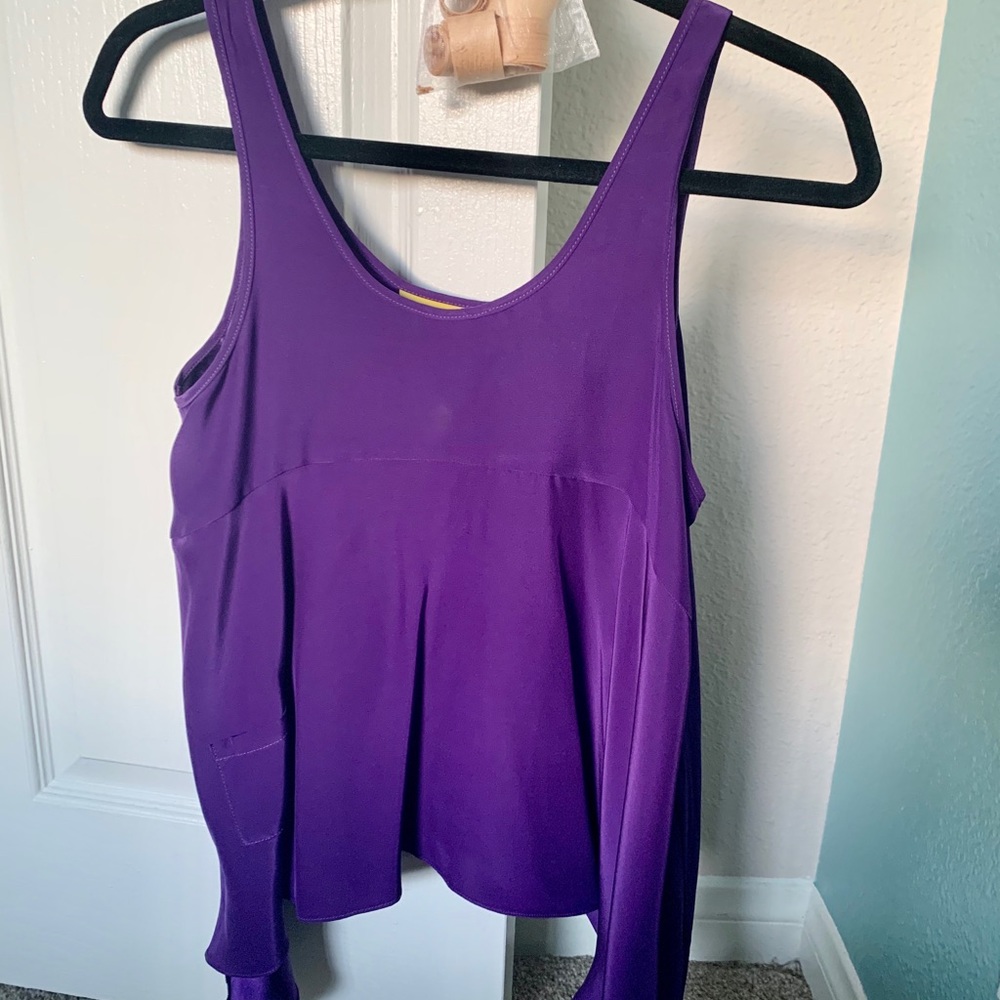 Aaron Ashe purple silk high low blouse top small